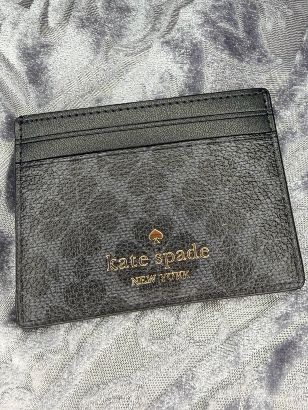 kate spade Black Leather Card Holder with Gold Logo